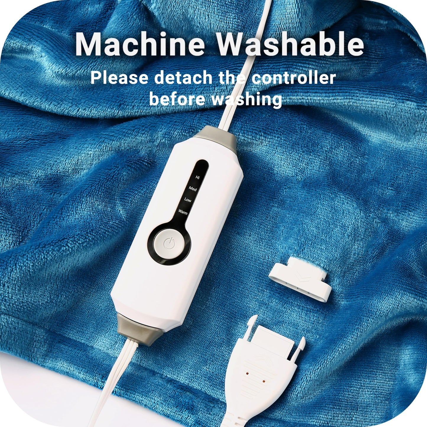 SUNNY HEAT Electric Heated Blanket Flannel 72" x 84" Full Size-4 Heating Settings & 10 Hours Auto Off, Warm Machine Washable-Teal