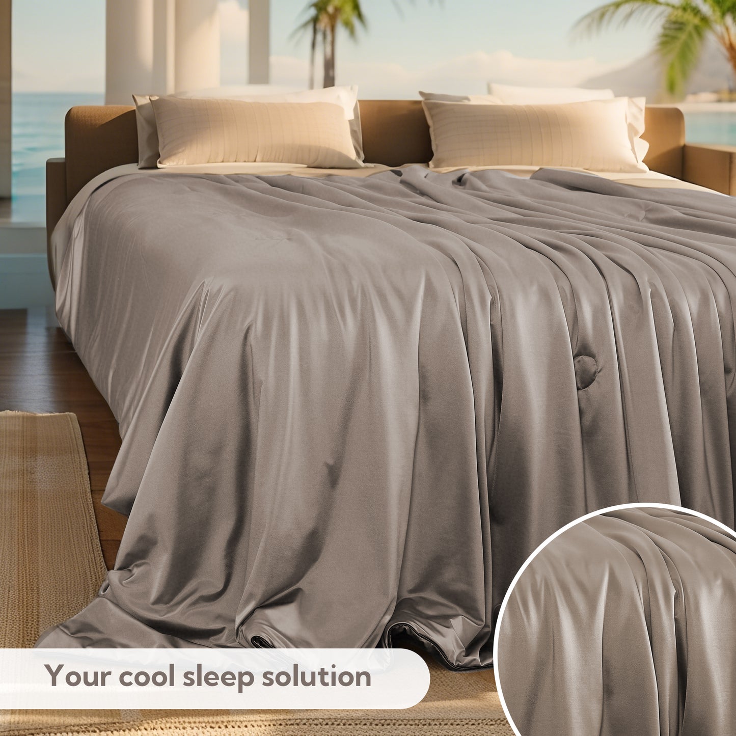 SUNNY HEAT Cooling Comforter Cal King, Reversible All Season Cooling Blanket, Amber, 90"x108"