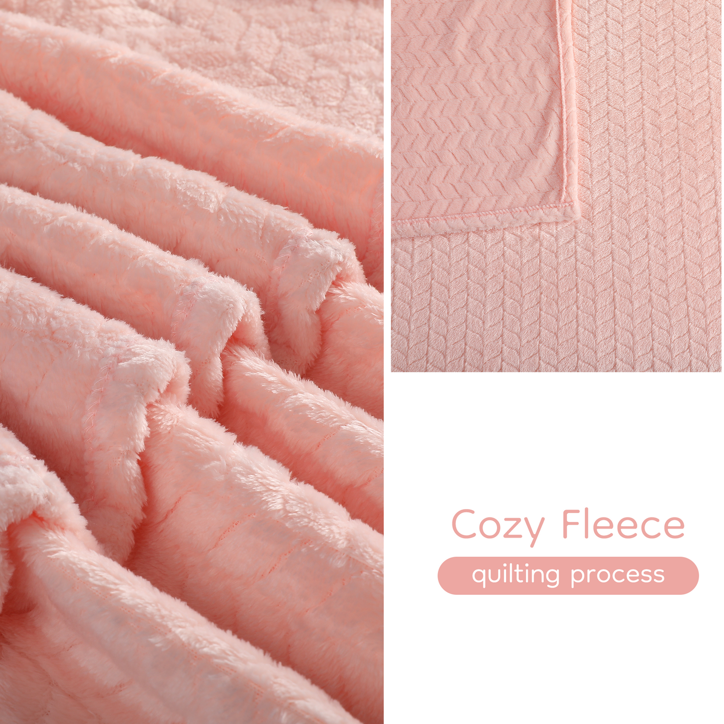 SUNNY HEAT Bed Blanket 70×78 Inches, Breathable and Cozy Microplush for Bed Sofa Couch, Suitable for All Seasons, Pink