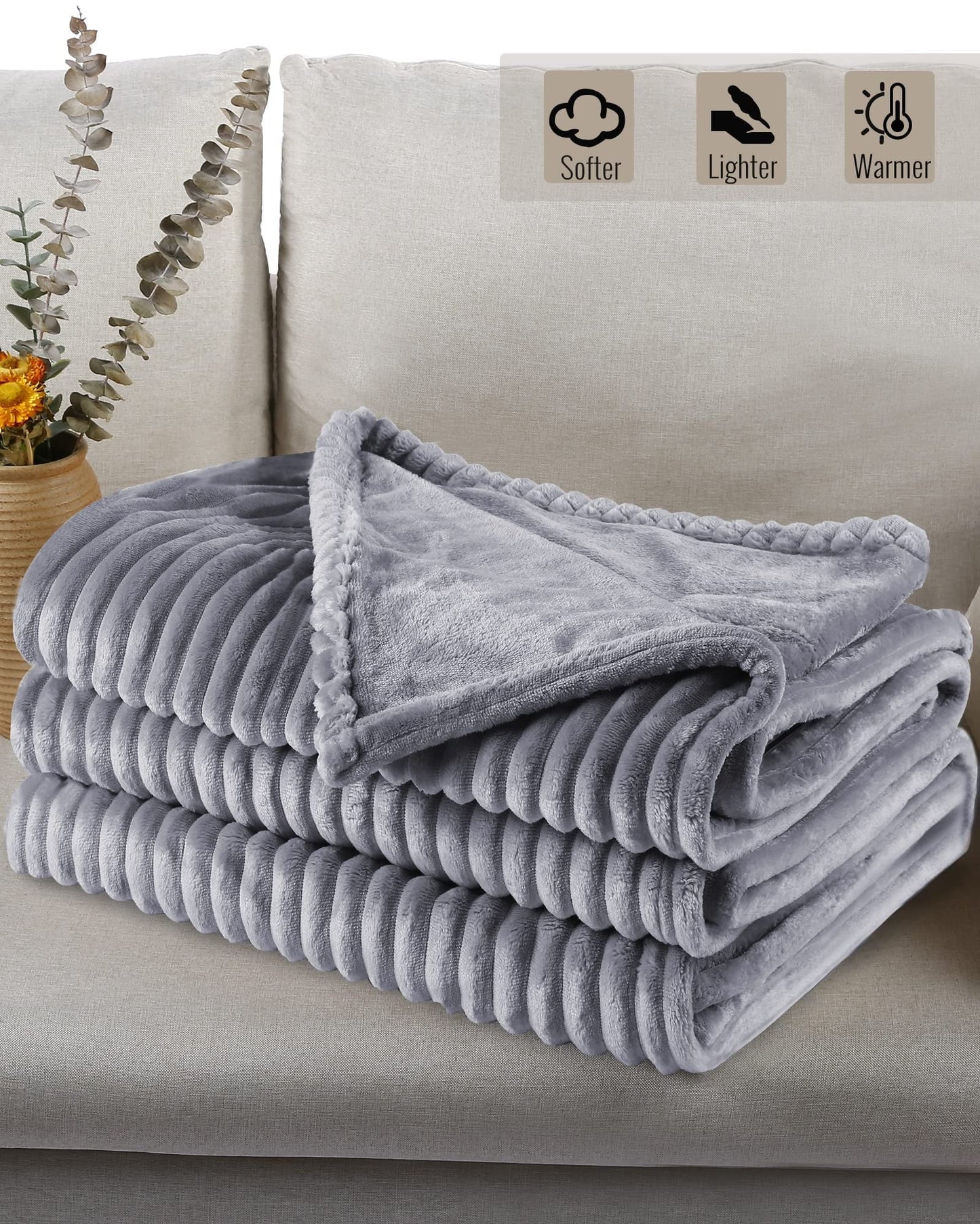 SUNNY HEAT Heated Electric Blanket Soft Flannel Full Size 72" x 84", Fast Heat, 10 Heating Settings & 12 Hours Auto Shut-off, Grey
