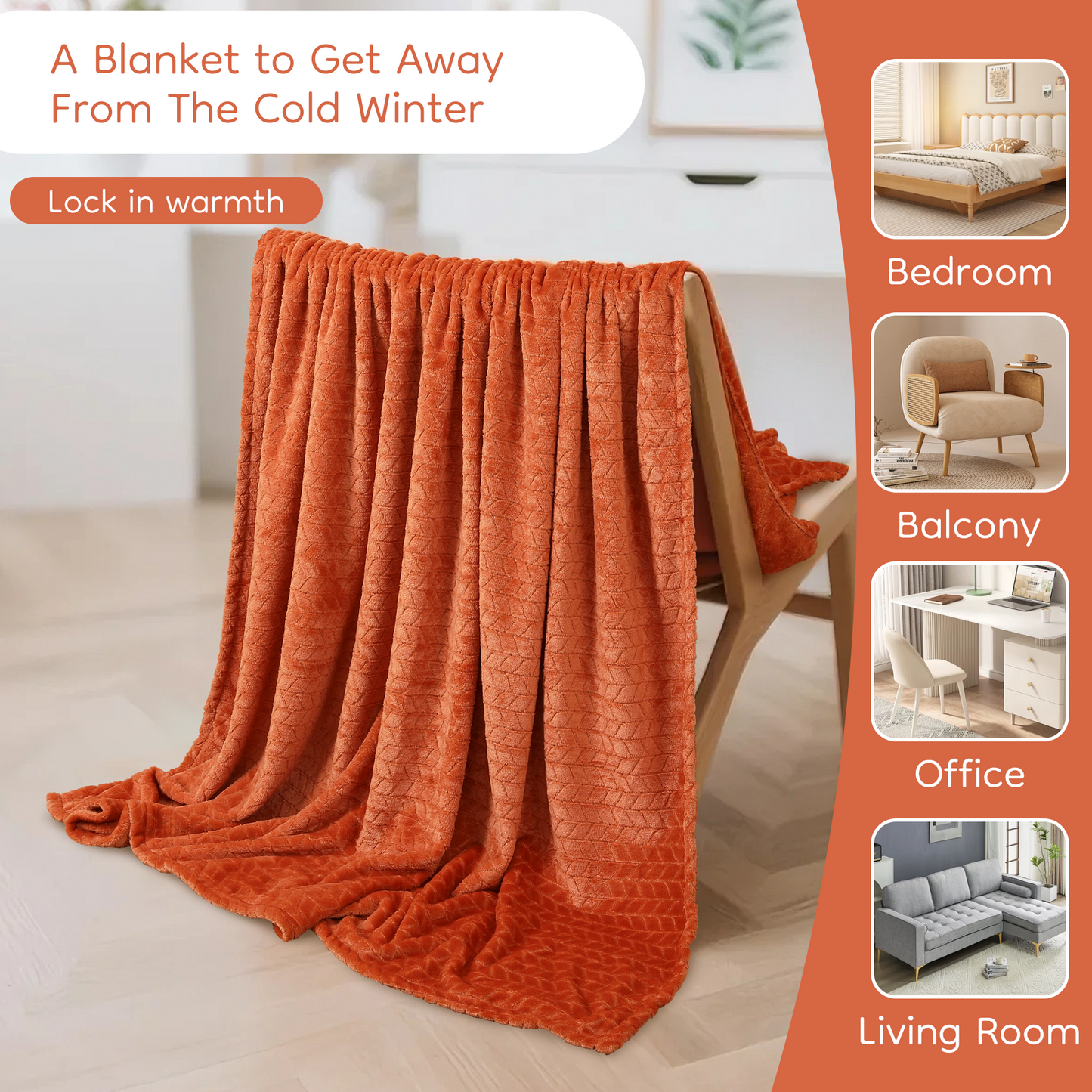 SUNNY HEAT Bed Blanket 70×78 Inches, Breathable and Cozy Microplush for Bed Sofa Couch, Suitable for All Seasons, Pumpkin