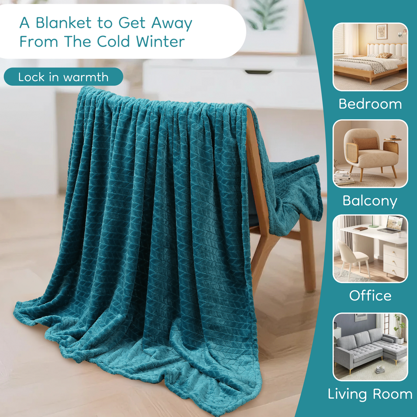 SUNNY HEAT Bed Blanket 59×78 Inches, Breathable and Cozy Microplush for Bed Sofa Couch, Suitable for All Seasons, Lake Blue