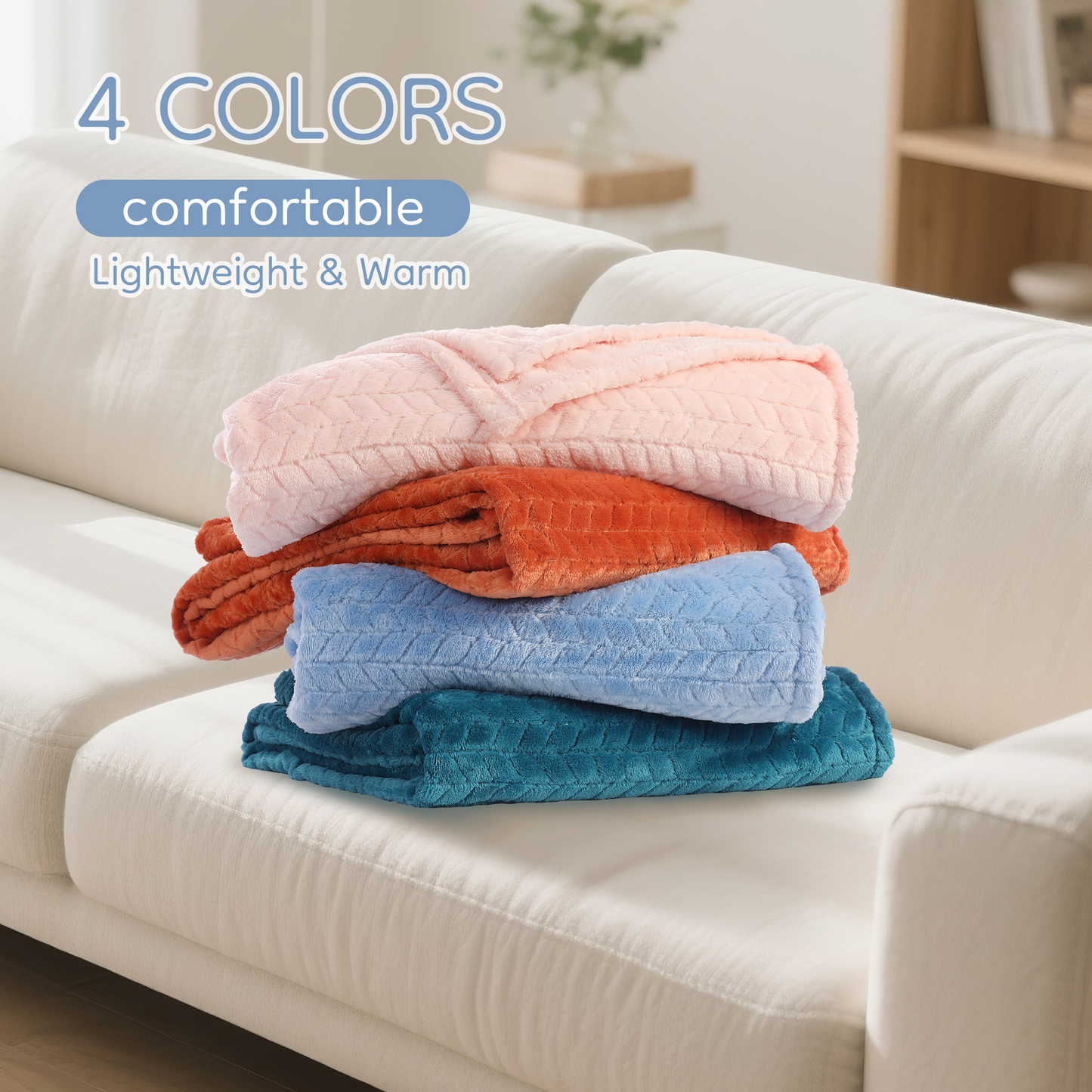 SUNNY HEAT Bed Blanket 59×78 Inches, Breathable and Cozy Microplush for Bed Sofa Couch, Suitable for All Seasons, Lake Blue