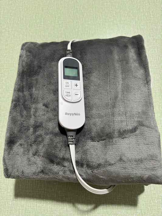 ReyyNio Electric Blanket 72 "x84" Full Size Soft Cozy Flannel Heated Blanket with 4 Levels of Heat and 10 Hour Auto Off, Machine Washable -Light Grey