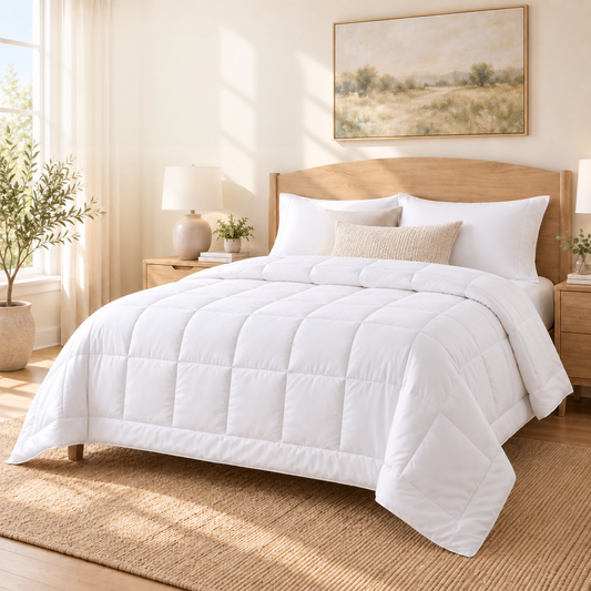 SUNNY HEAT Queen Comforter Duvet Insert, All Season Down Alternative Comforter, Soft Fluffy Box Quilted Bedding, White, 88 x 88 Inches