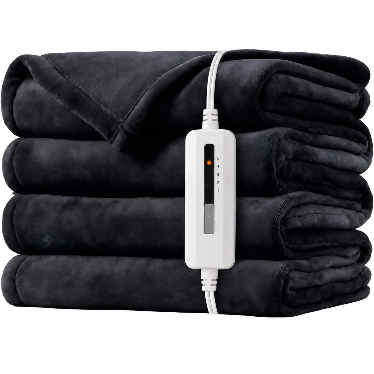 SUNNY HEAT Electric Heated Blanket Throw Flannel 50" x 60" Throw Size-4 Heating Settings & 3 Hours Auto off, Soft Machine Washable-Dark Grey