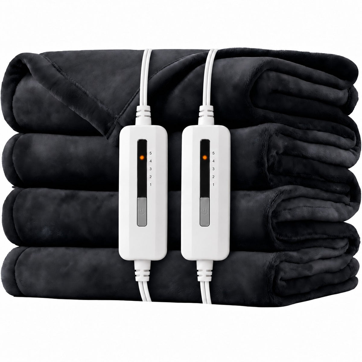 SUNNY HEAT Electric Blanket Heated Queen 84" x 90" -Fast Heating 5 Levels & 10H Auto off, Warm Soft Fannel Machine Washable, for Bed/Couch/Office, Dark Grey