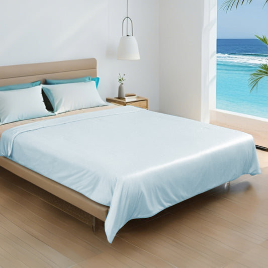 SUNNY HEAT Cooling Comforter Queen Size, Lightweight Breathable Soft Cooling Blanket for Hot Sleepers, Aqua Blue, 78"x90"