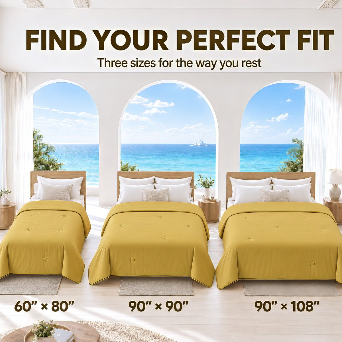 SUNNY HEAT Twin Cooling Comforter for Hot Sleepers, Double-Sided Cooling Blanket for Summer, Breathable Lightweight Bedding, Mustard Yellow, 60"x80"