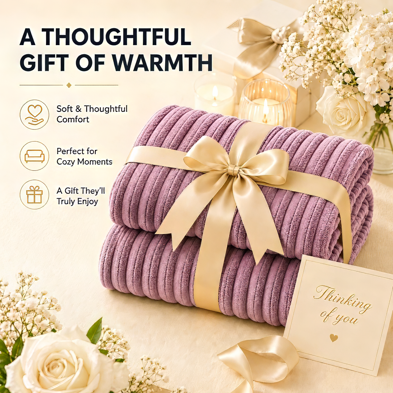 SUNNY HEAT Heated Electric Blanket Ribbed Flannel 50"x60" Throw Size - 9 Heating Levels & 1-10 Hours Auto Off, Thick and Warm Washable - Dusty Pink