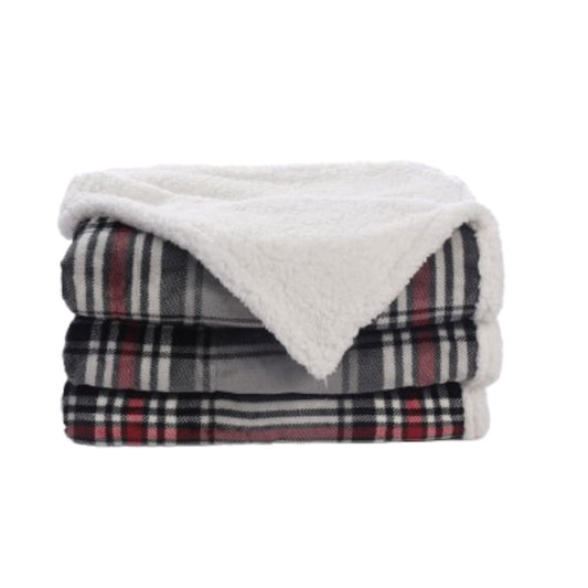 SUNNY HEAT Electric Heated Blanket 72"x84" Full Size, 10 Heating Levels & 12 H Auto Shut Off, Cotton & Microplush Plaid, Gray & Red