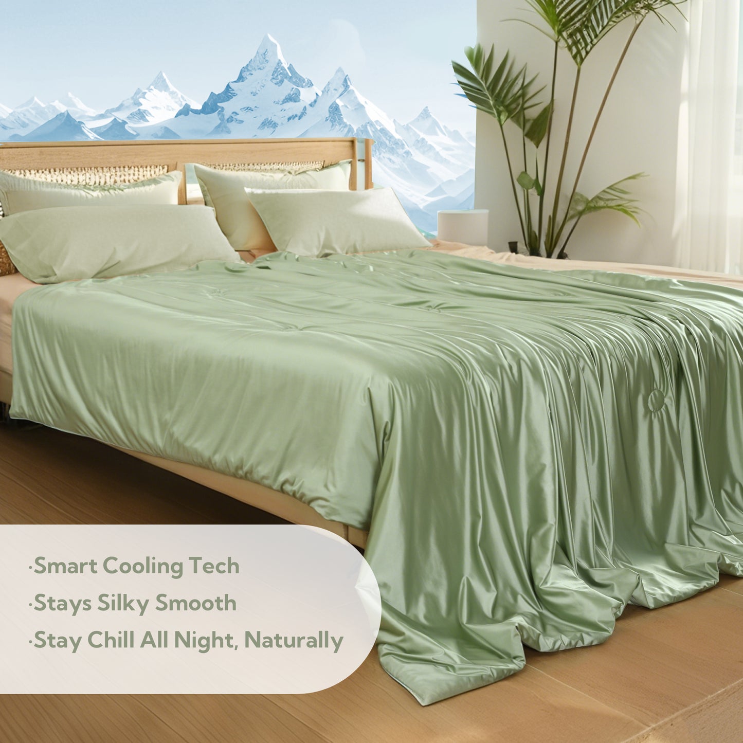 SUNNY HEAT Cooling Comforter Twin XL Size for Hot Sleepers and Night Sweats,  Sage Green, 59"x79"