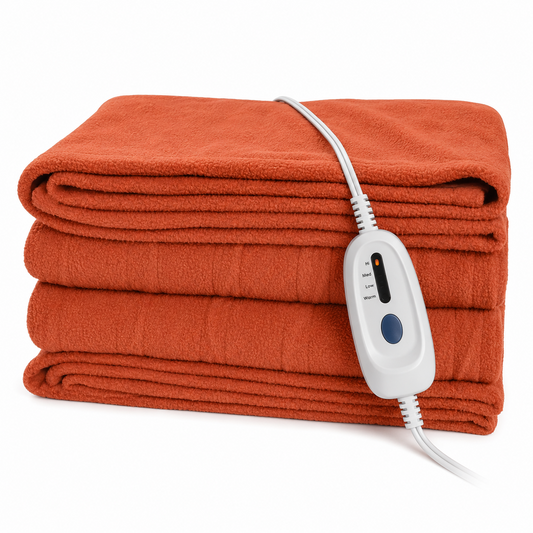 Electric Heated Blanket 72'' x 84'' Full Size Polar Fleece – Machine Washable, Fast Heating & Overheat Protection, Multi-Scenario Use, Orange