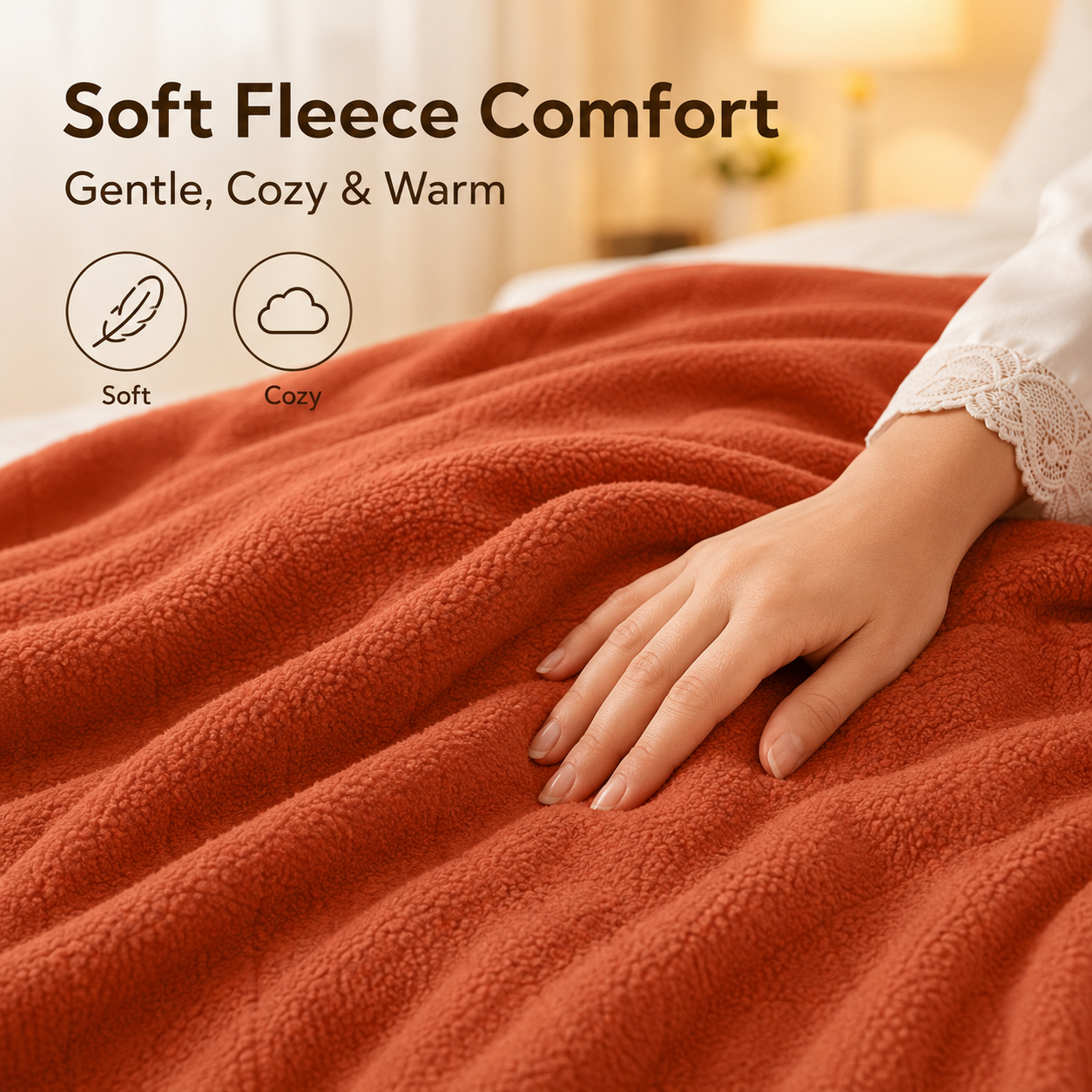 Electric Heated Blanket 72'' x 84'' Full Size Polar Fleece – Machine Washable, Fast Heating & Overheat Protection, Multi-Scenario Use, Orange