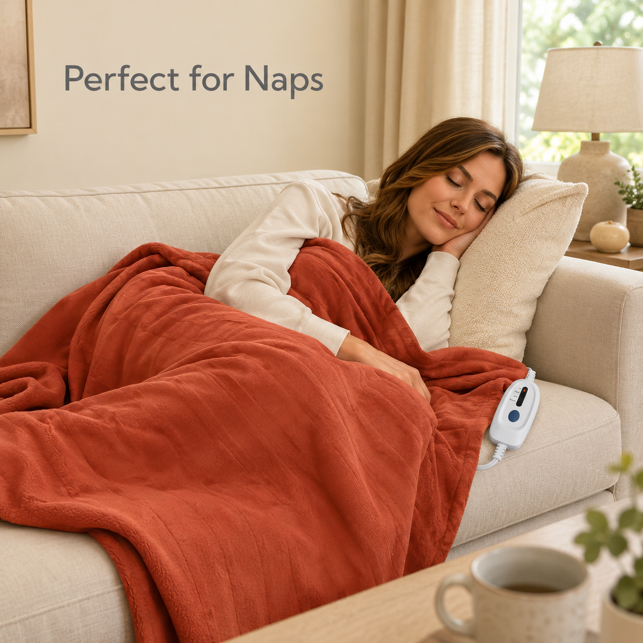 Electric Heated Blanket 72'' x 84'' Full Size Polar Fleece – Machine Washable, Fast Heating & Overheat Protection, Multi-Scenario Use, Orange