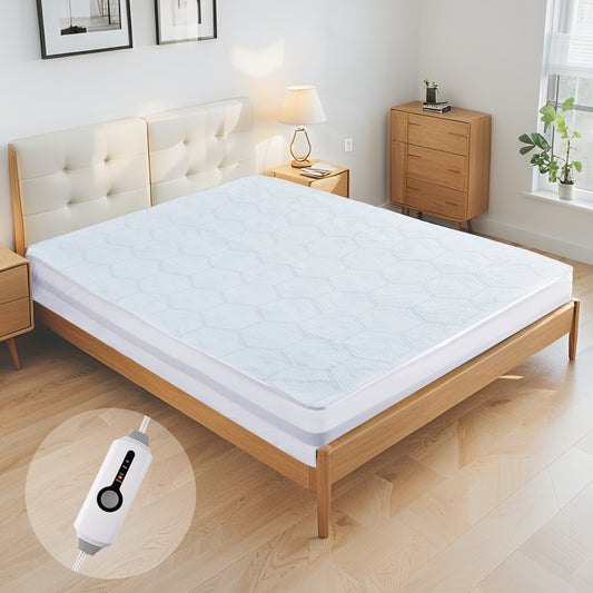 SUNNY HEAT Electric Mattress Pad Full Size with 4 Heat Setting 10H Auto-off, Hexagon White