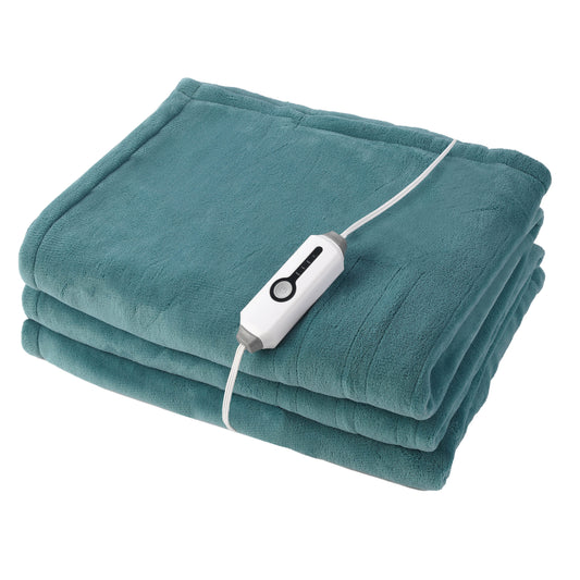 Electric Heated Throw Blanket Coral Fleece 50" x 60" Throw Size-4 Heating Settings & 3 Hours Auto off, Plush Fabric Fast Machine Washablefor-Teal