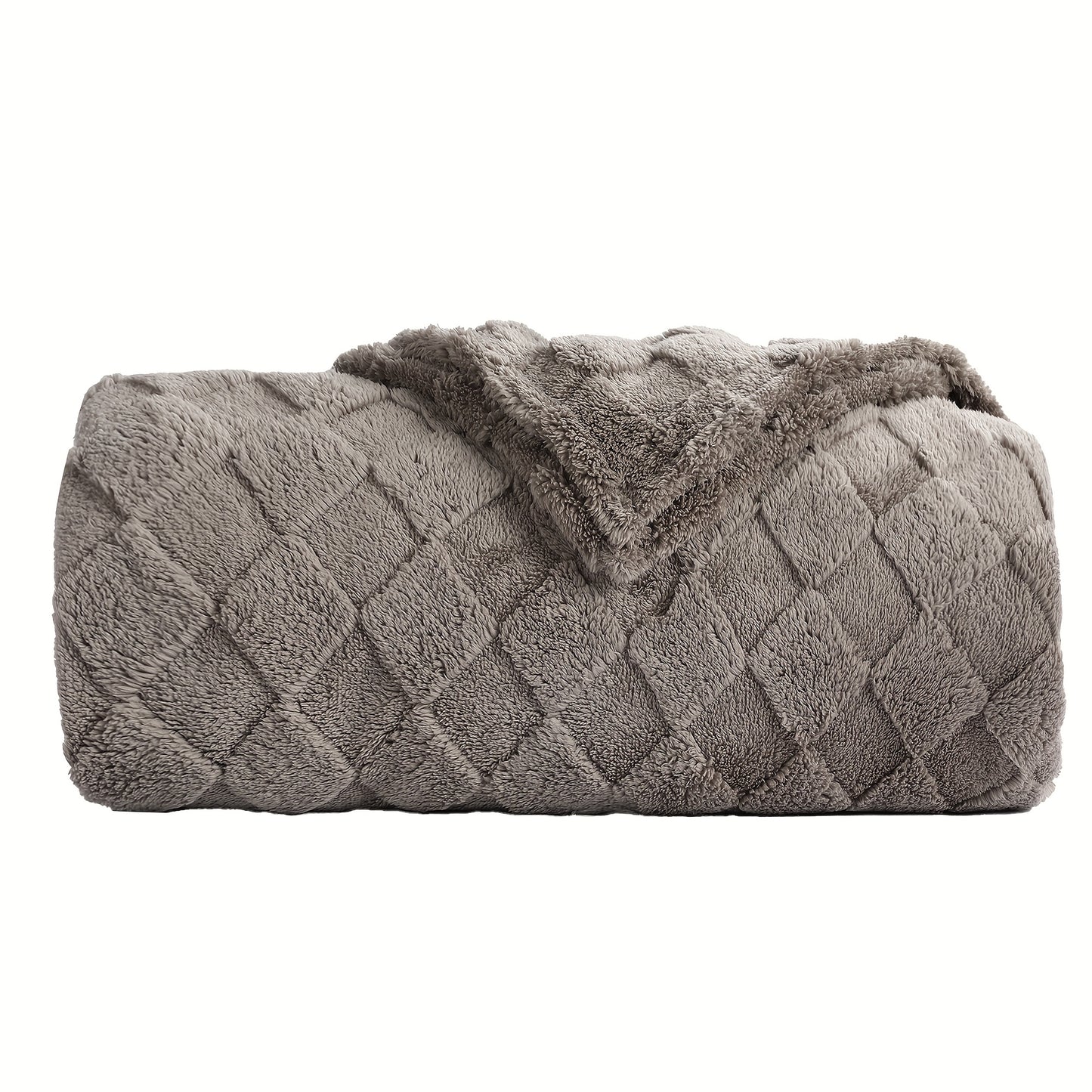 SUNNY HEAT Sherpa Blanket Queen Size 60''x80'' All-Season Lightweight Ultra Soft Bed Blanket Couch, Bed, Sofa, Travel Use, Gift, Light Grey