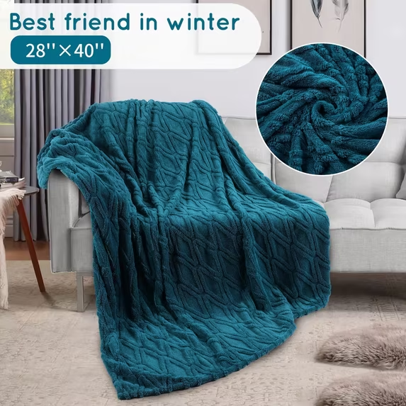 SUNNY HEAT Bed Blanket 28×40 Inches, Breathable Cozy Microplush, for Bed Sofa Couch Recliner, for Pet Dog Cats, All Seasons Use, Blue