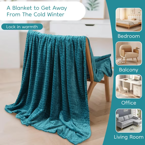 SUNNY HEAT Bed Blanket 28×40 Inches, Breathable Cozy Microplush, for Bed Sofa Couch Recliner, for Pet Dog Cats, All Seasons Use, Blue