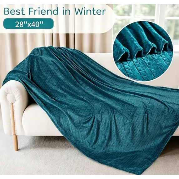 SUNNY HEAT Bed Blanket 28×40 Inches, Breathable Cozy Microplush, for Bed Sofa Couch Recliner, for Pet Dog Cats, All Seasons Use, Blue