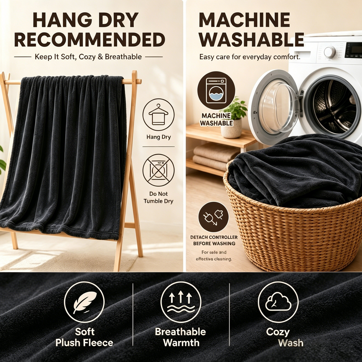 SUNNY HEAT Electric Heated Blanket Full Size 72" x 84" Soft Flannel with 4 Levels Heating & 10Hs Auto off, Machine Washable, Dark Gray
