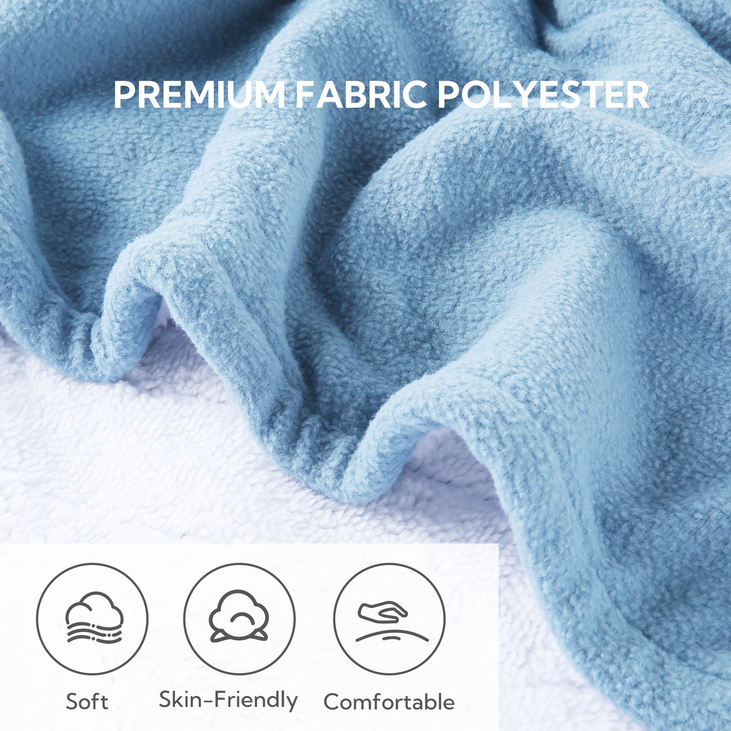 Electric Heated Blanket 50'' x 60'', Soft and Comfortable Sherpa Electric Blanket, Sky Blue