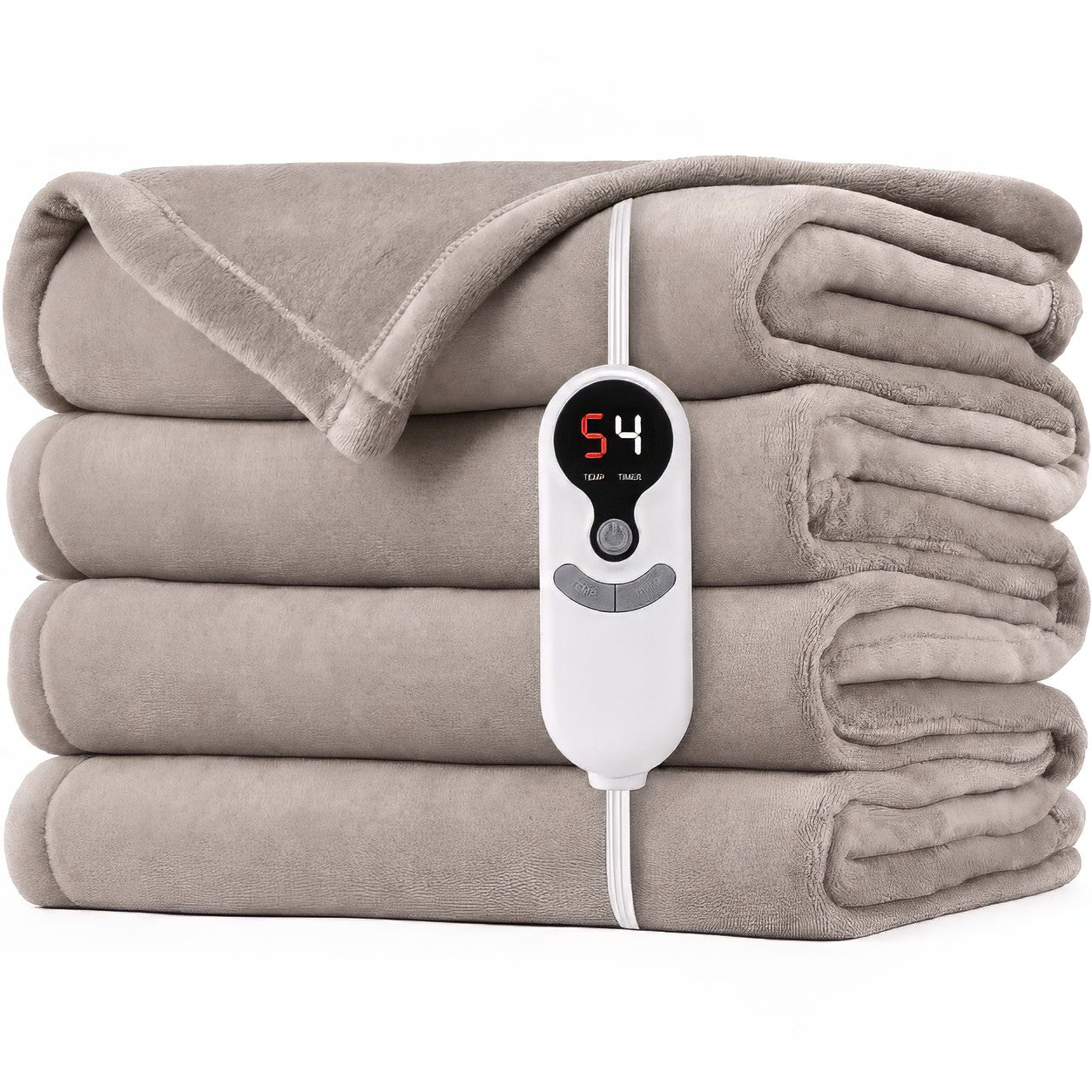 SUNNY HEAT Electric Blanket Heated Twin 62" x 84" -Fast Heating 9 Levels & 10H Auto off, Warm Soft Fannel Machine Washable, for Bed/Couch/Office, Milk Tea Brown