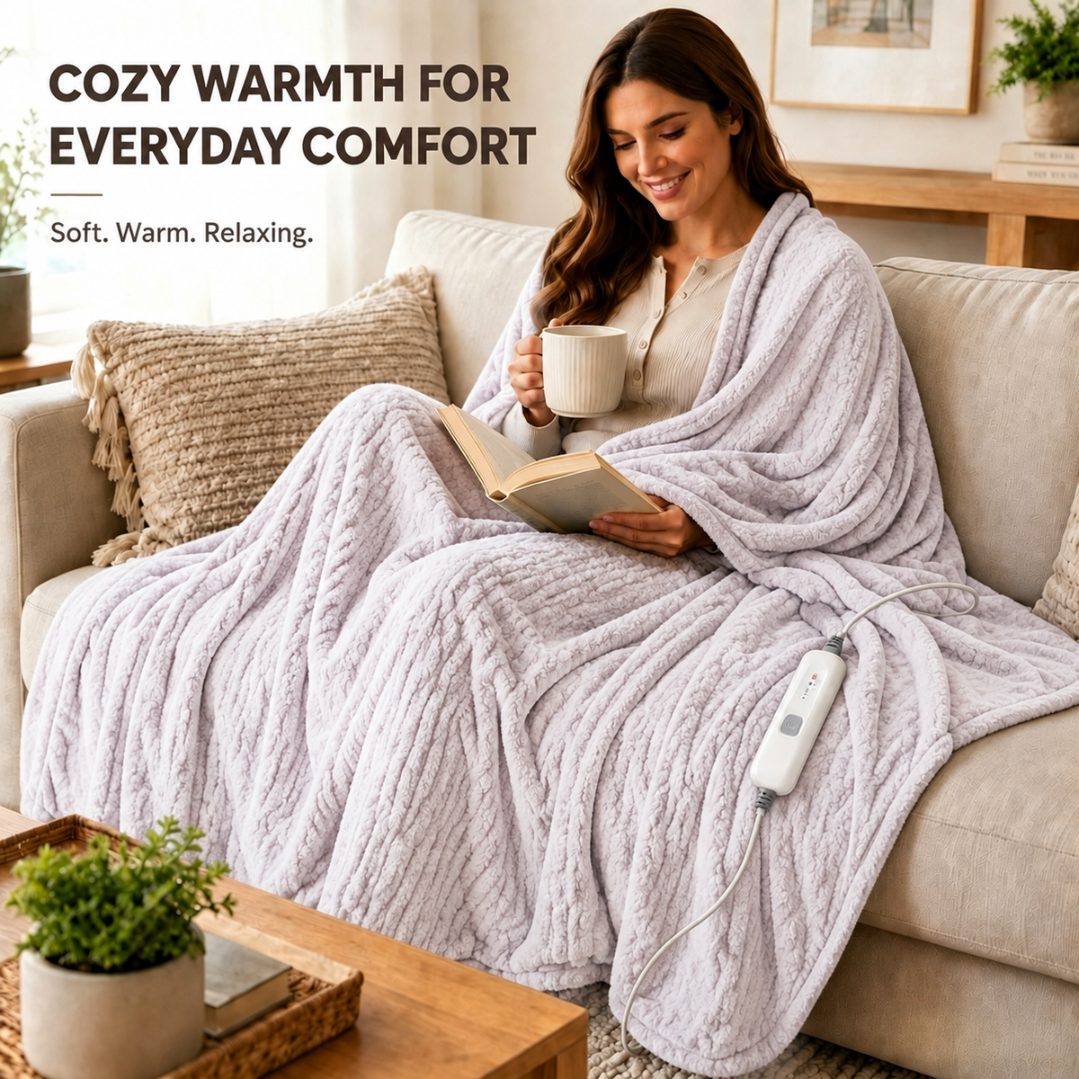 SUNNY HEAT Heated Electric Blanket Full Size 72'' x 84'' 4 Heating Levels & 10Hours Auto Off ,Sherpa Fleece, Machine Washable,Gradient Rose Purple
