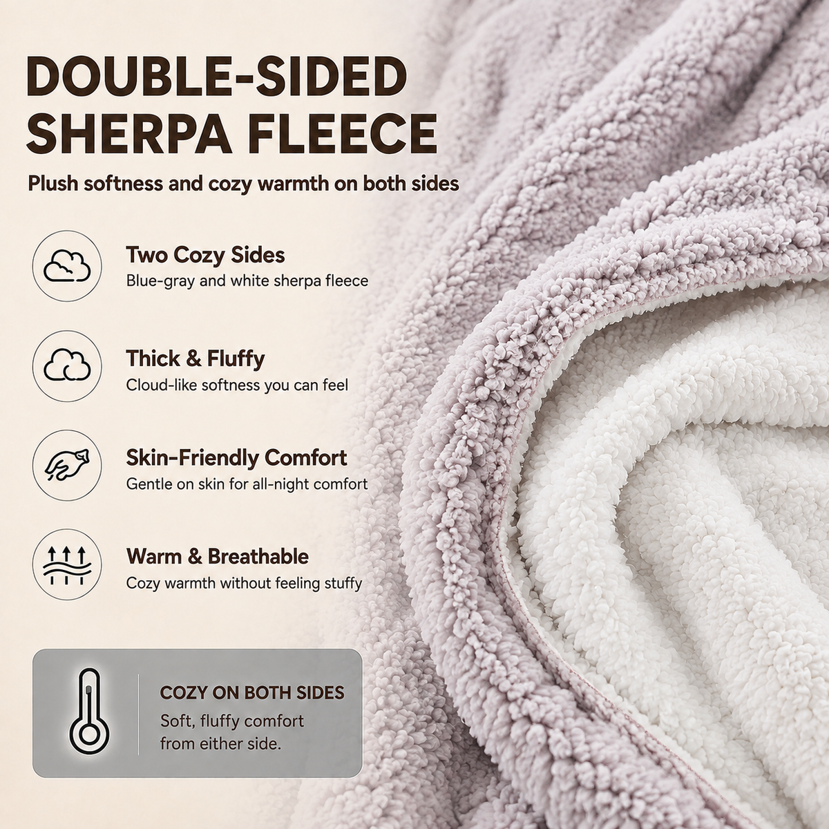 SUNNY HEAT Heated Electric Blanket Full Size 72'' x 84'' 4 Heating Levels & 10Hours Auto Off ,Sherpa Fleece, Machine Washable,Gradient Rose Purple