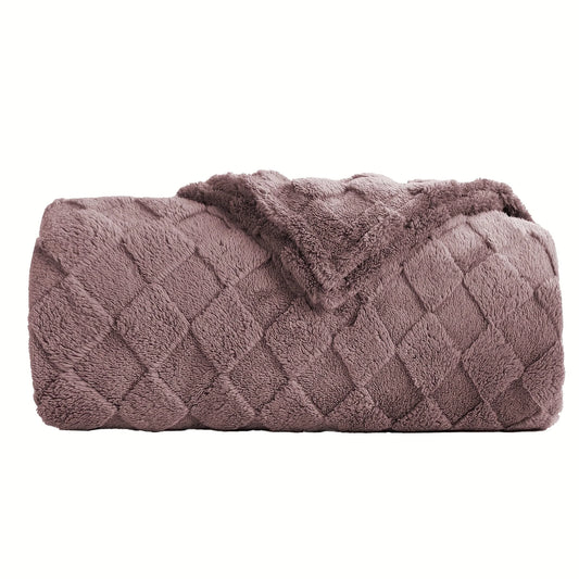 SUNNY HEAT Sherpa Blanket Queen Size 60''x80'' All-Season Lightweight Ultra Soft Bed Blanket Couch, Bed, Sofa, Travel Use, Gift, Berry