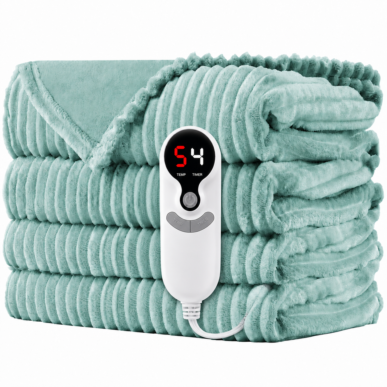 SUNNY HEAT Electric Heated Blanket 62"x84" Twin Size Flannel Machine Washable, Warm and Cozy all Night,9 Heating Levels & 1-10 Hours Auto Off -Pea Green