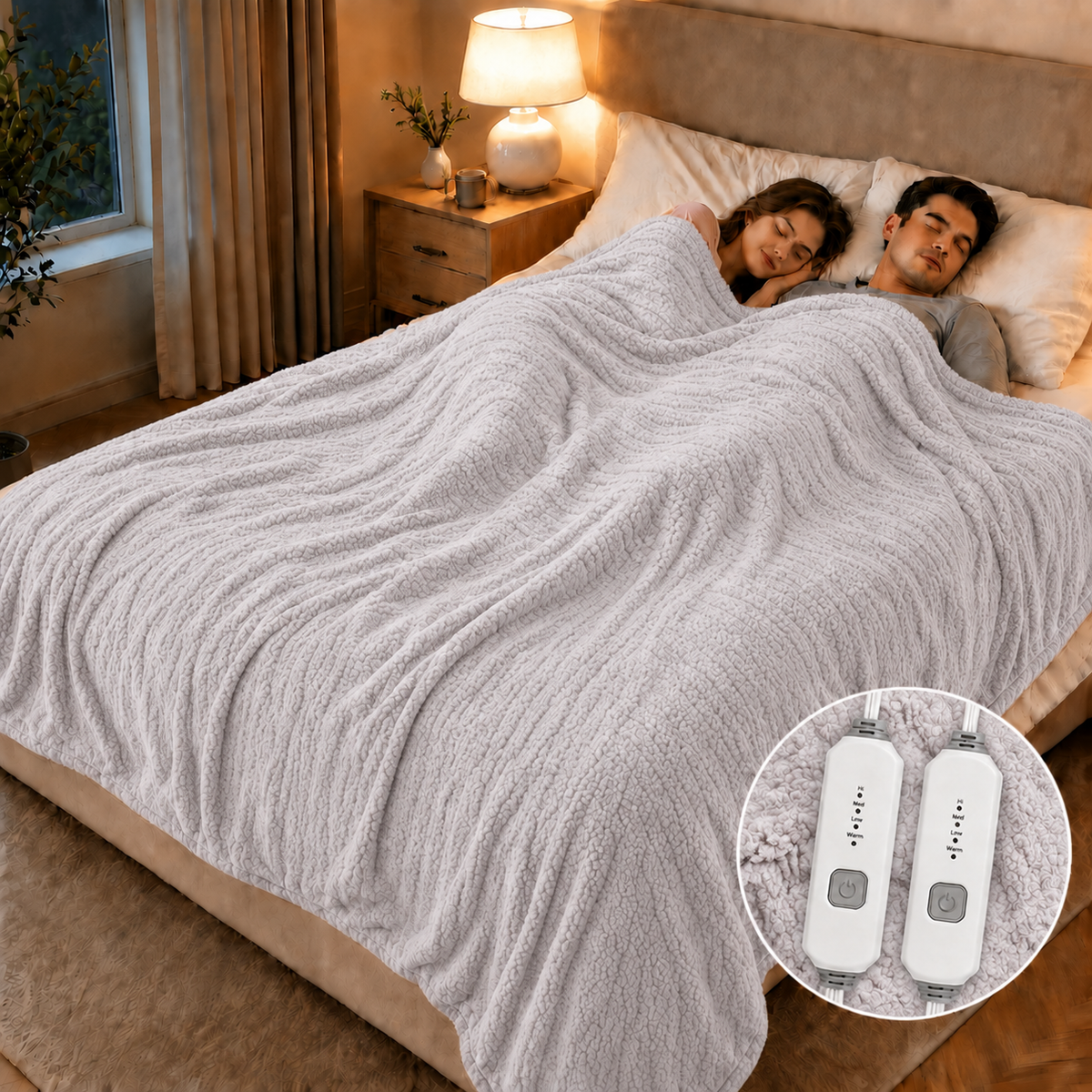 SUNNY HEAT Heated Electric Blanket Queen Size 84'' x 90'' 4 Heating Levels & 10Hours Auto Off ,Sherpa Fleece, Machine Washable,Gradient Rose Purple