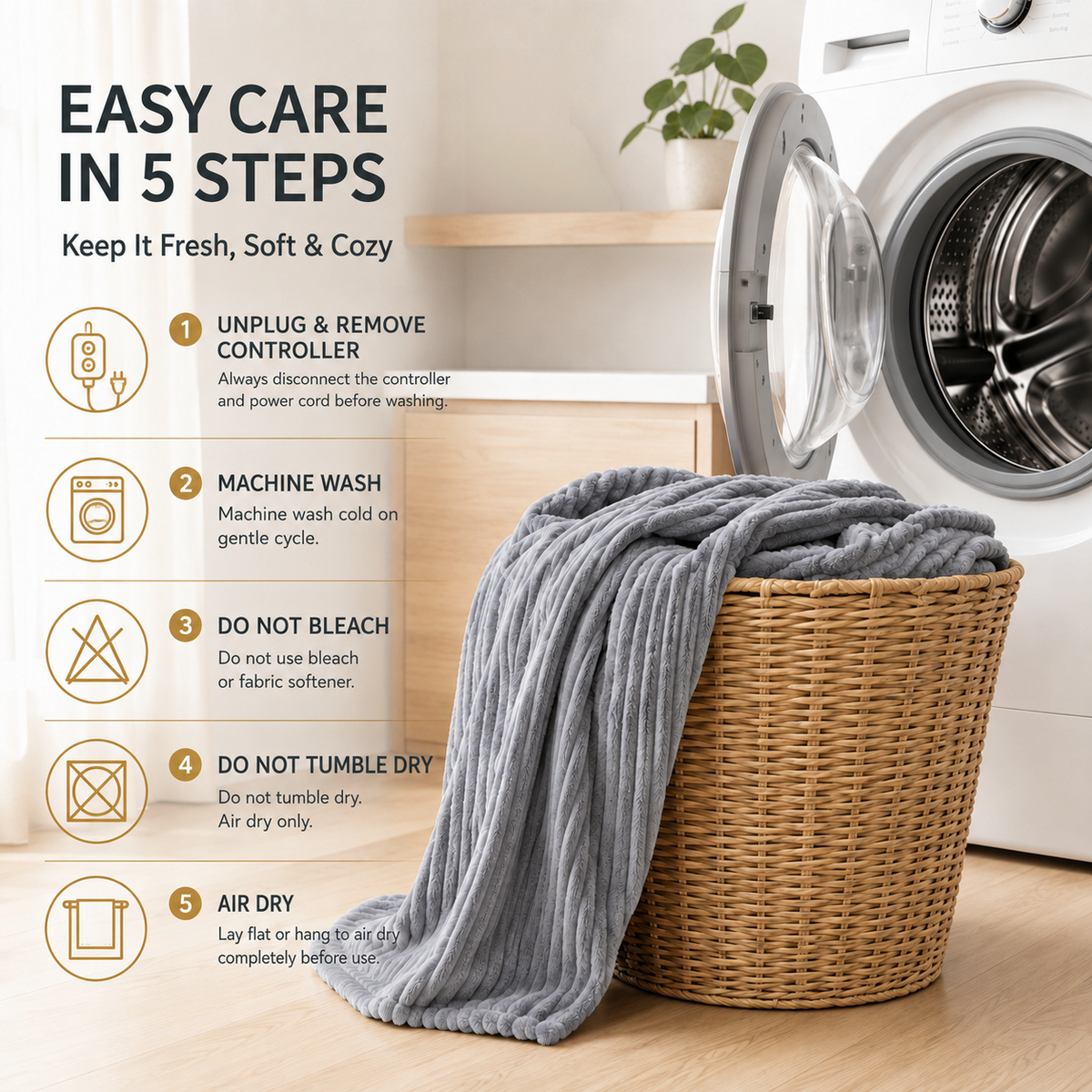 SUNNY HEAT Heated Electric Blanket Soft Flannel Full Size 72" x 84", Fast Heat, 10 Heating Settings & 12 Hours Auto Shut-off, Grey