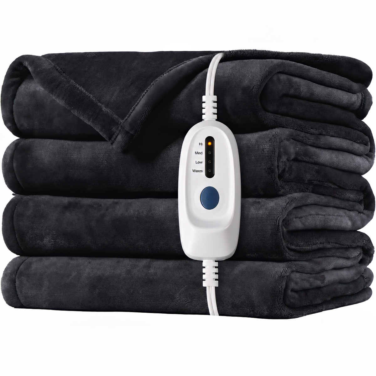 Electric Blanket 62" x 84" Twin Size Double Sided Flannel Heated Blanket Ultra-Soft Machine Washable, 4 Heating Settings & 10 Hours Auto Off with ETL Certified Warm Body for Home Use, Dark Grey