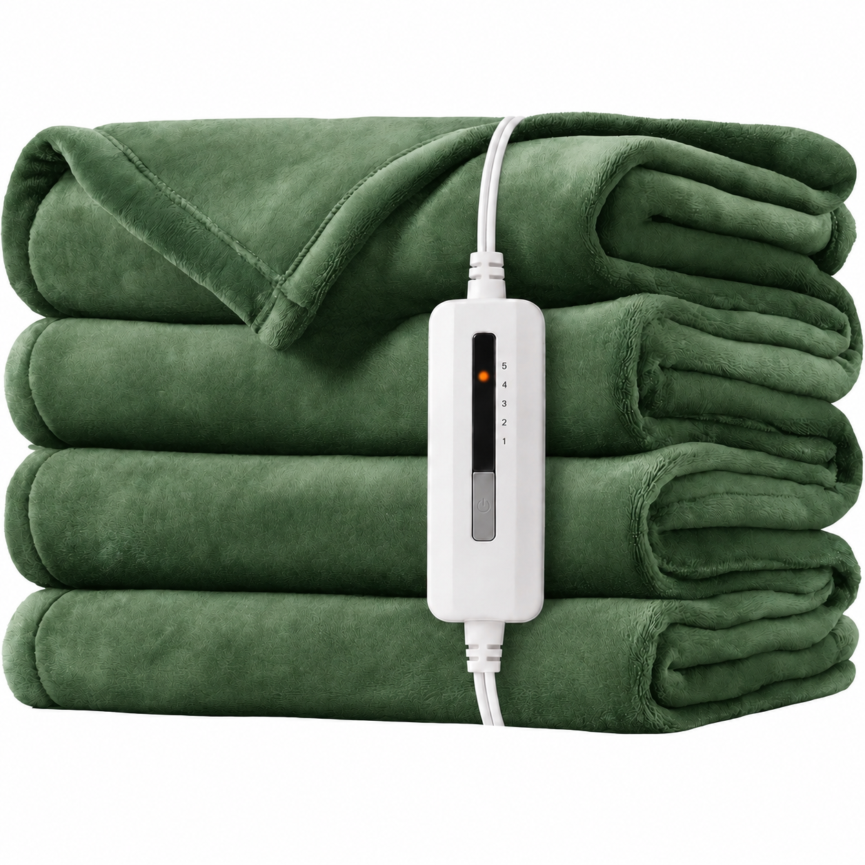SUNNY HEAT Electric Blanket Heated Twin 62" x 84" -Fast Heating 5 Levels & 10H Auto off, Warm Soft Fannel Machine Washable, for Bed/Couch/Office, Pine Green