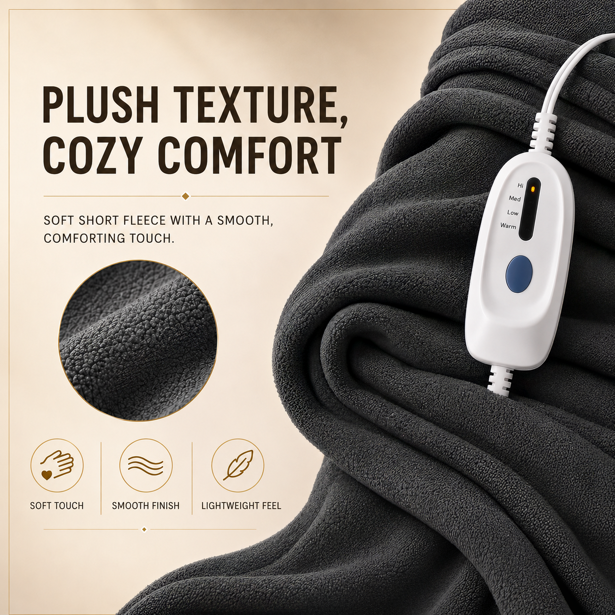 Electric Heated Blanket 84'' x 90'' Queen Size Polar Fleece – Machine Washable, Fast Heating & Overheat Protection, Multi-Scenario Use, Dark Gray