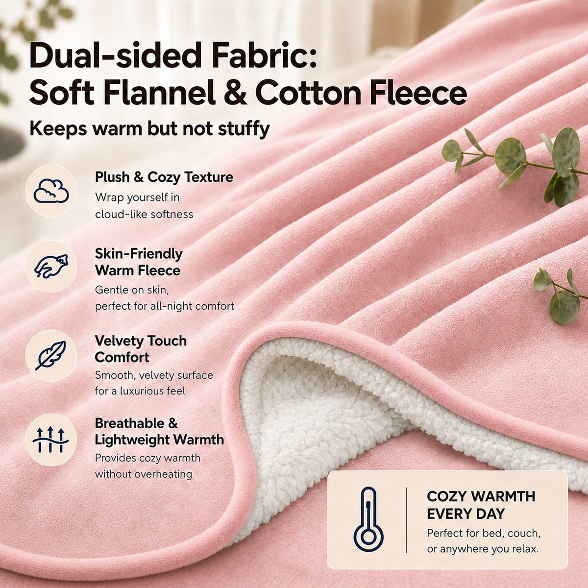 SUNNY HEAT Heated Electric Blanket King 90"×100", 10 Heat Settings, 1-12 Hour Auto Off, Washable, Cherry Blossom Pink