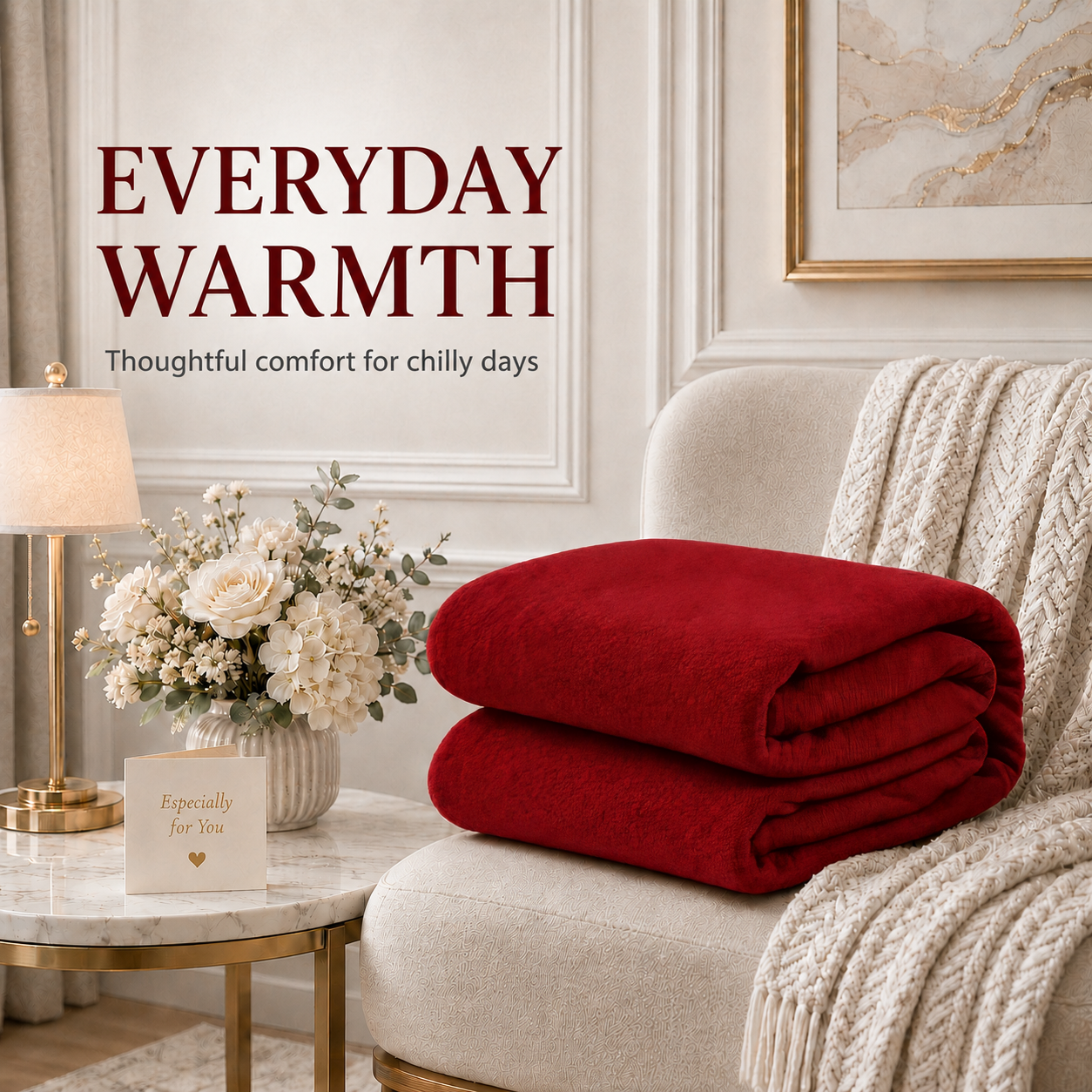 Electric Heated Blanket 62'' x 84'' Twin Size Polar Fleece – Machine Washable, Fast Heating & Overheat Protection, Multi-Scenario Use, Dark Red