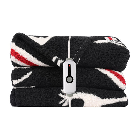 SUNNY HEAT Electric Heated Blanket Full size 72''x84'' Warm Machine Washable- black and white