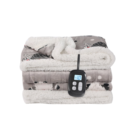 SUNNY HEAT Heated Electric Blanket Full Size 72'' x 84'' 6 Heating Levels & 1-10 Hours Auto Off , Machine Washable,Starlight Christmas