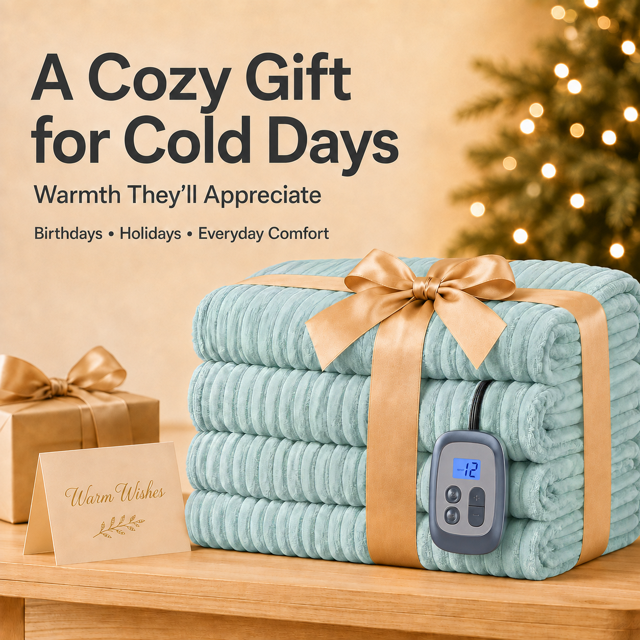 Heated Electric Blanket Ribbed Flannel 72"x84" Full Size - 10 Heating Settings & 12 Hours Auto off, Thick and Warm Washable - Mint Green