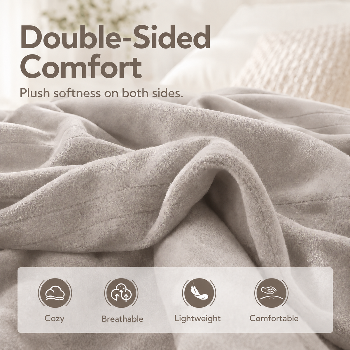 SUNNY HEAT Heated Electric Blanket Full Size 72''x84''- 4 Heat Levels & 10 Hours Auto-off, Fast Heating & Over-Heat Protection, Light Grey