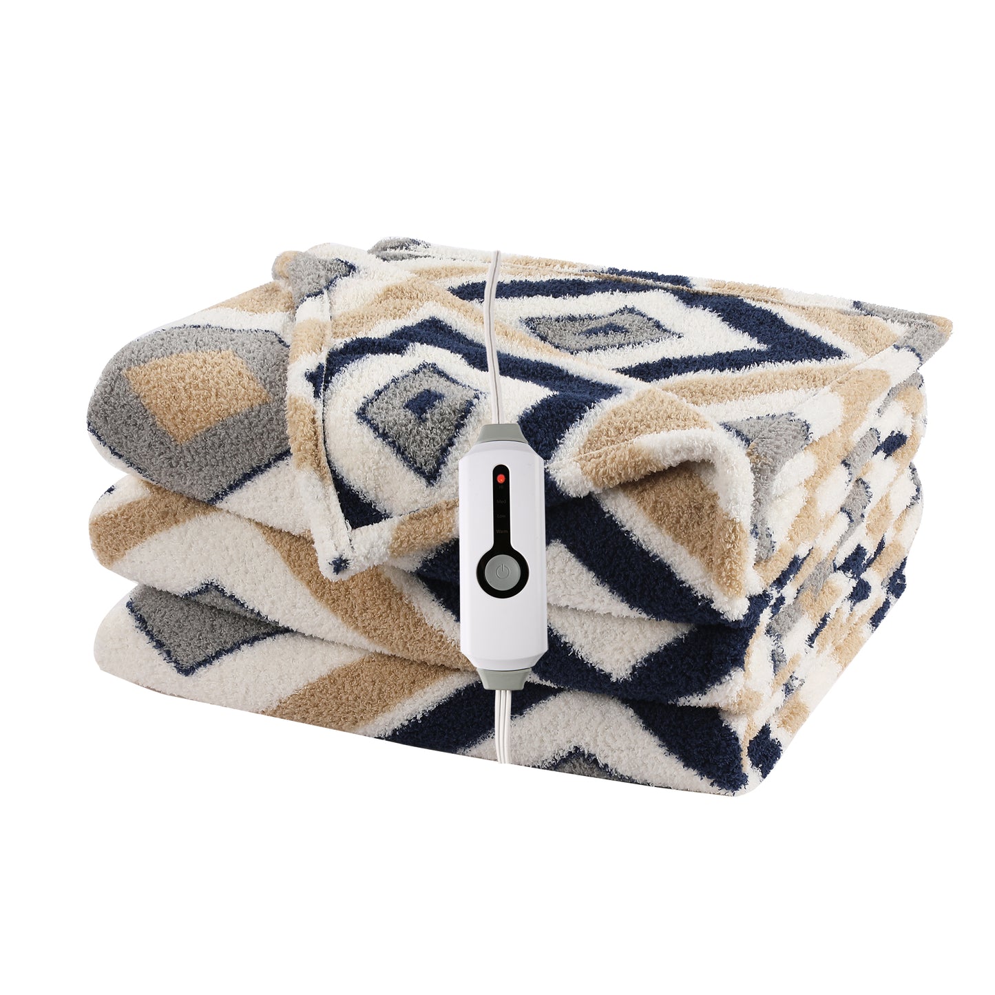 SUNNY HEAT Electric Heated Blanket Throw size 50''x60'' Warm Machine Washable- Afghani style