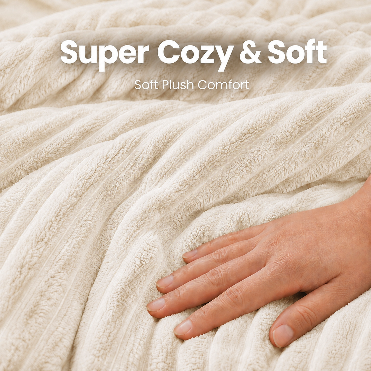 SUNNY HEAT Heated Electric Blanket Ribbed Flannel 72"x84" Full Size - 10 Heating Settings & 2/4/6/8/10/12 Hours Auto off, Thick and Warm Washable - White