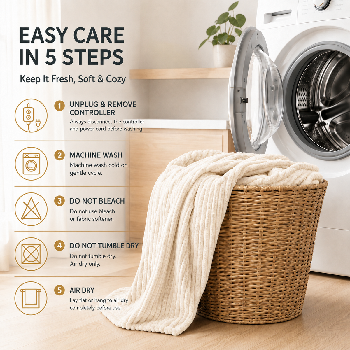 SUNNY HEAT Heated Electric Blanket Ribbed Flannel 72"x84" Full Size - 10 Heating Settings & 2/4/6/8/10/12 Hours Auto off, Thick and Warm Washable - White