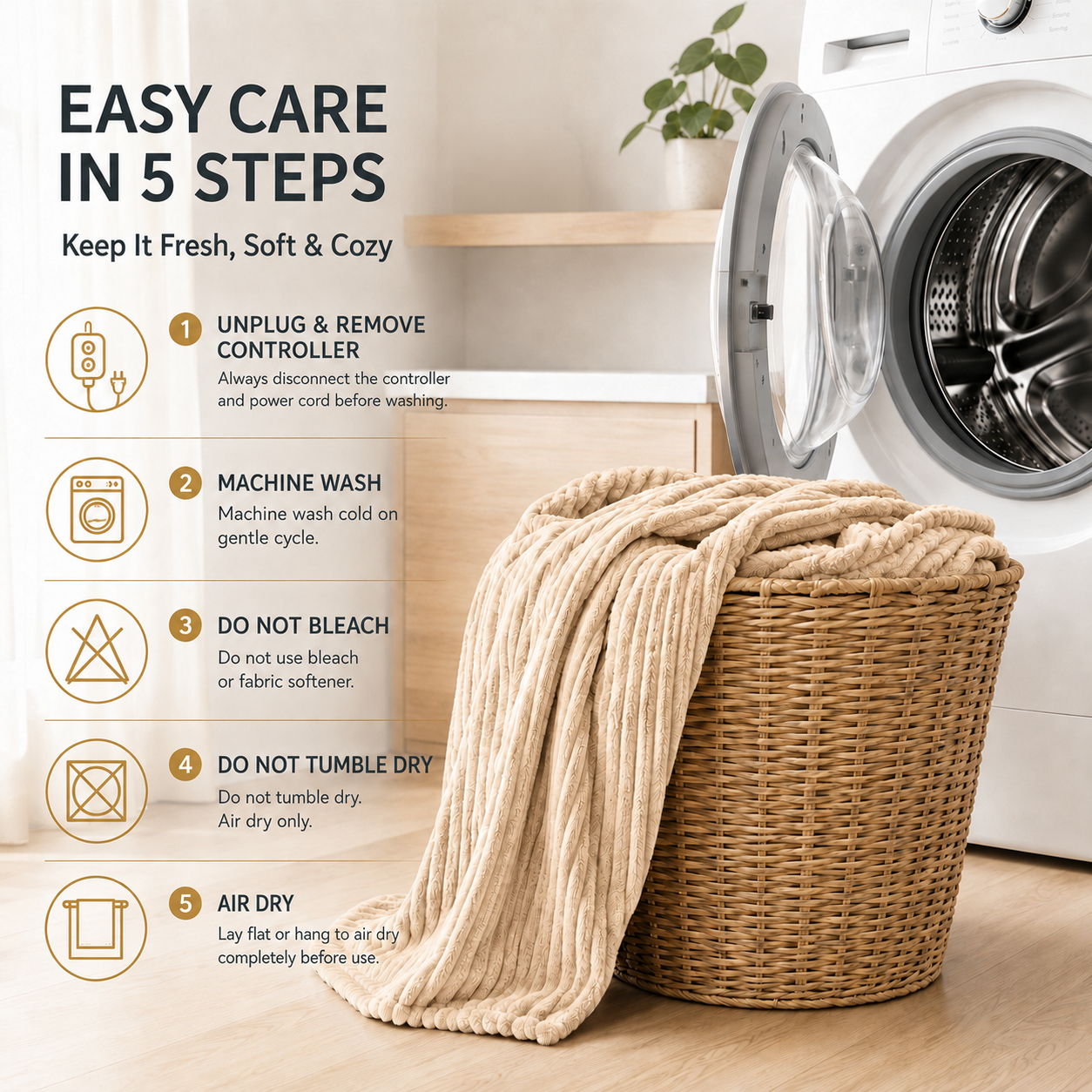 SUNNY HEAT Electric Heated Blanket 84'' x 90'' Queen Size Flannel Machine Washable, Warm and Cozy all Night, 10Heating Levels & 12 Hours Auto Off Dual Control-Brown