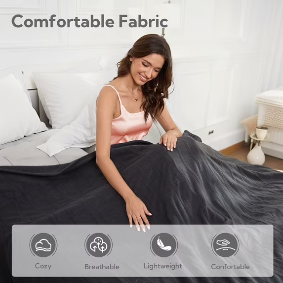 SUNNY HEAT Heated Electric Blanket Full Size 72''x84''- 4 Heat Levels & 10 Hours Auto Off, Fast Heating & Over-Heat Protection, Dark Gray