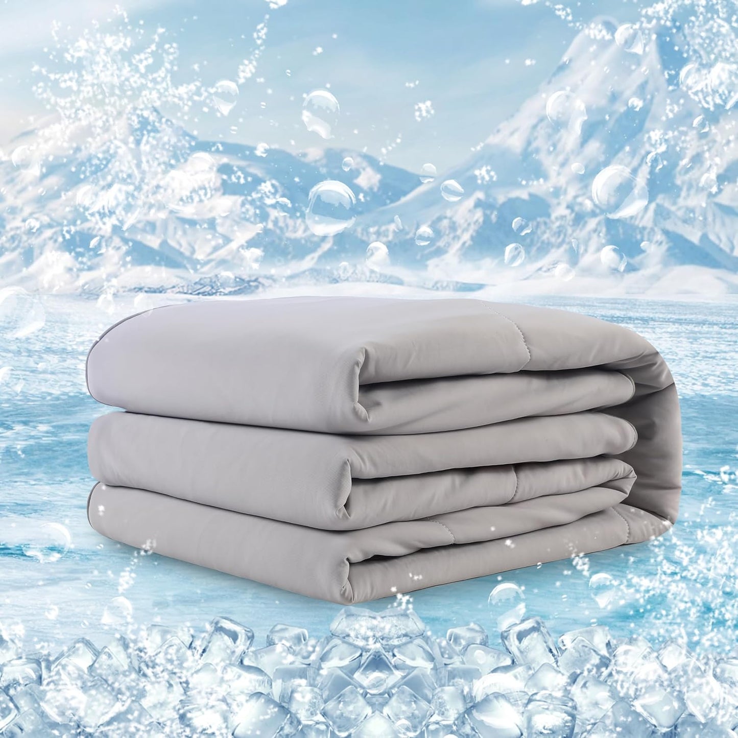 SUNNY HEAT Cooling Summer Comforter Twin Size 60"x80", Cooling Blanket for Hot Sleepers, Lightweight Breathable Double-Sided Quilt, White & Gray