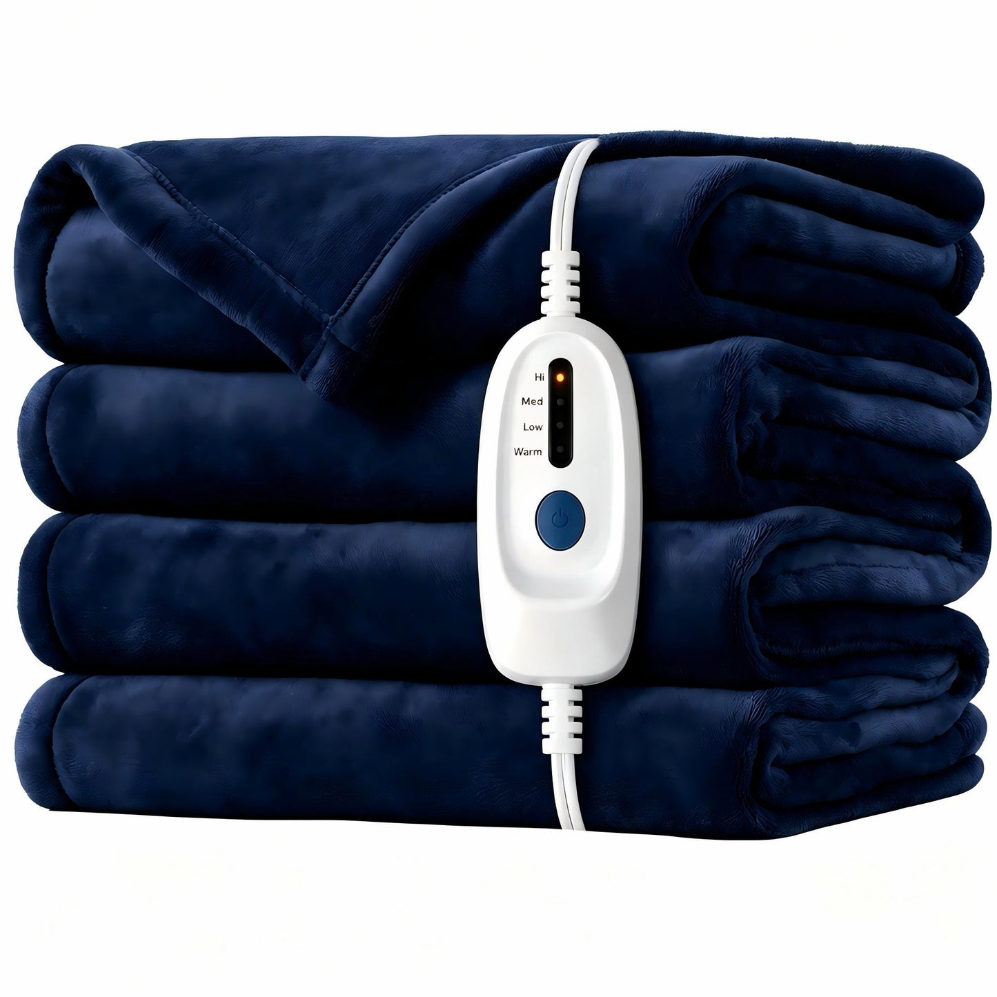 SUNNY HEAT Electric Blanket Heated Twin 62" x 84" -Fast Heating 4 Levels & 10H Auto off, Warm Soft Fannel Machine Washable, for Bed/Couch/Office, Dark Blue